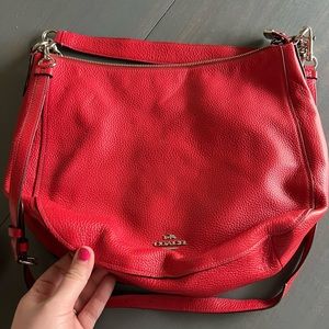 Coach leather hobo -red